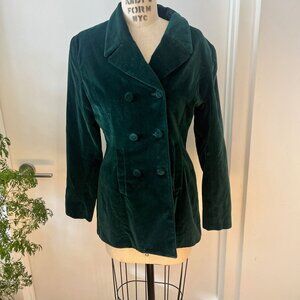 Vintage Barami Couture Green Velvet Double Breasted Blazer Size 10